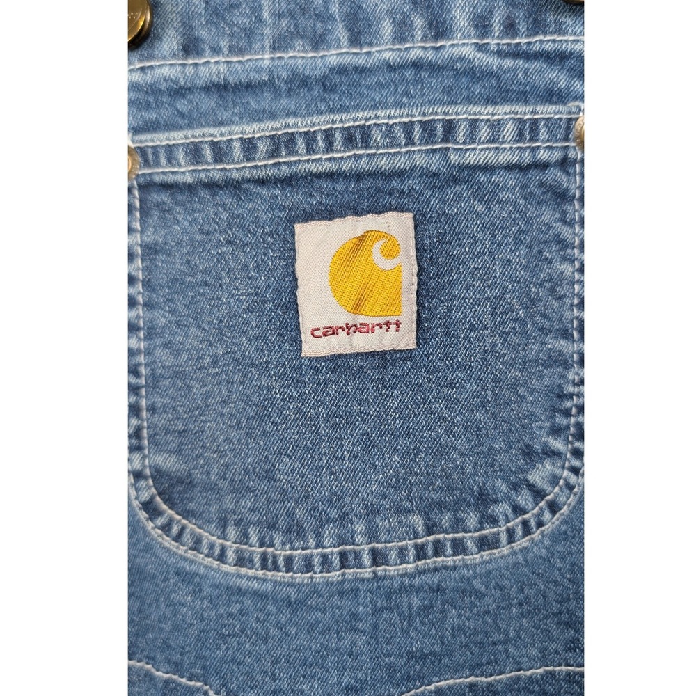 Carhartt Shortall Overalls Girls Size 8 Blue Denim Heart Buttons OX9744-G - Picture 3 of 8